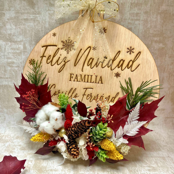 Cartel de madera navideño